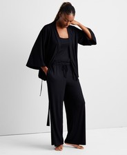 State of Day E9412 Women's 3-Piece. Fluid-Knit Pajama Set Black XL