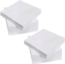 200 Count Napkins 2 Ply Plain White Beverage Napkins Disposable Four Fold