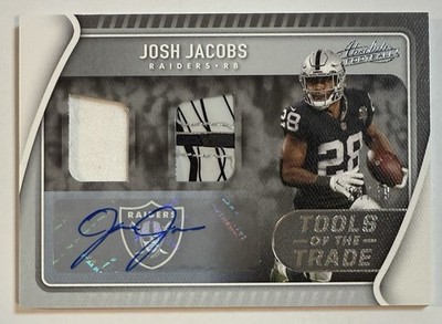 Josh Jacobs 2022 Panini Absolute Tools of the Trade Jersey Auto SP #d 24/49 TTD1