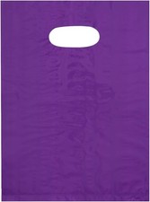 Pack of 100 Super Gloss Purple Die Cut Handle Shopping Bags - 9x12 Size