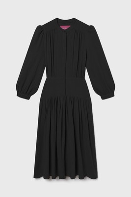 Heidi Merrick Womens Barcelona Black Gauze Midi Dress Sz XL NWT $425  Minimalist | eBay