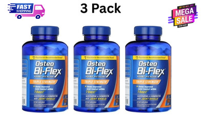 3 Pack Osteo Bi-Flex Triple Strength 200 Tablets Joint Support Supplement