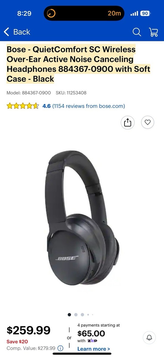 Bose 884367-0900 QuietComfort Wireless Bluetooth Headphones