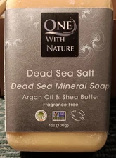 One With Nature Dead Sea Salt Mineral Soap - Argan Oil & Shea Butter  Lot Of 3
