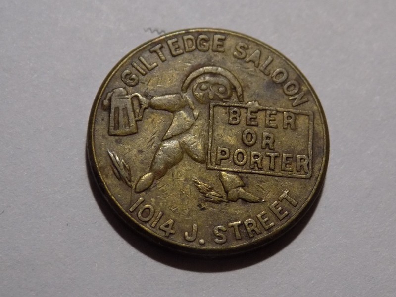 Calif.  GILTEDGE SALOON BEER OR PORTER 1014 J. STREET - GFIT 5¢ Sacramento K-238
