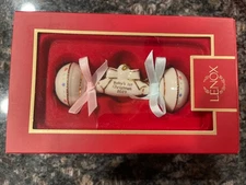 Lenox 2023 Baby's First Christmas Rattle Ornament 1st Ivory Gold Ribbon Gift NEW