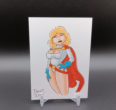 #ad Original POWER GIRL Artist Sketch Card 1 1 David Icon PSC ACEO ATC Pinup $19.99