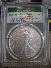 1,oz American silver eagle 2025 PCGS MS69.First strike