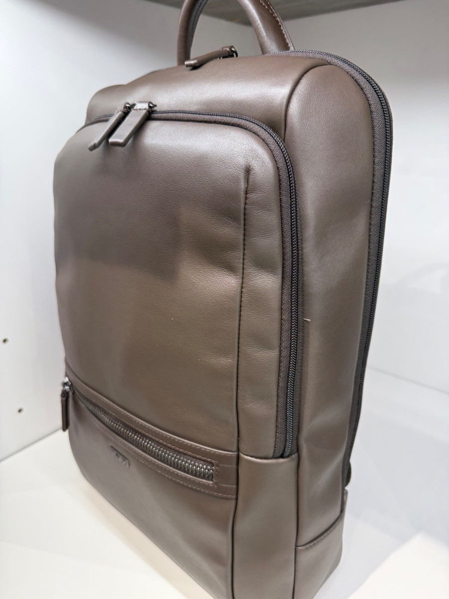NEW Tumi FOXWOOD 100% LEATHER 16.5” Medium Laptop Backpack - BROWN