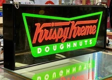 DOUBLE-SIDED "KRISPY KREME DOUGHNUT" Fiber Dot LIGHT UP 37' SIGN STORE DISPLAY
