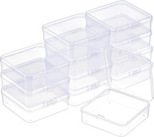 12 Pack Clear Plastic Beads Storage Containers Box with Hinged Lid for Beads and