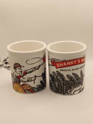 2 SHANKYS WHIP CERAMIC 3D COFFEE Mug RACING OSTRICH LOGO IRISH LIQUEUR WHISKEY