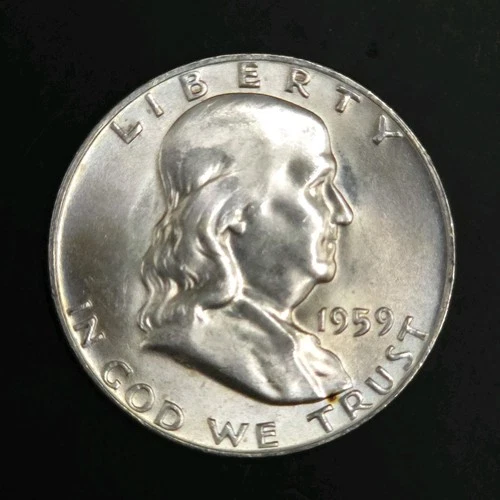 1959-D Franklin Half Dollar BU 90% Silver Brilliant Uncirculated Proof Like Coin