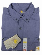 Carhartt FR Shirt Mens XL Navy Long Sleeve Button Down Flame Resistant CAT 2