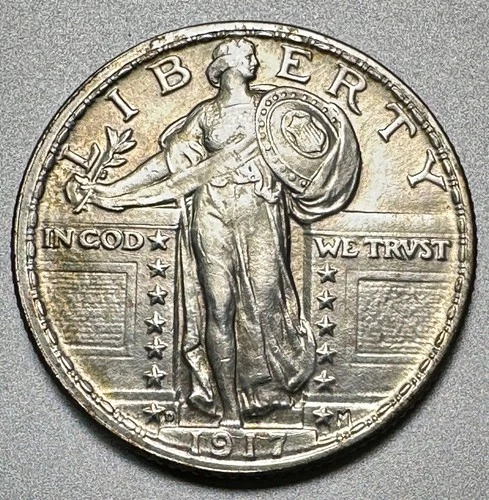 1917-D  TYPE 2  STANDING LIBERTY QUARTER  AU+  BETTER DATE #1900
