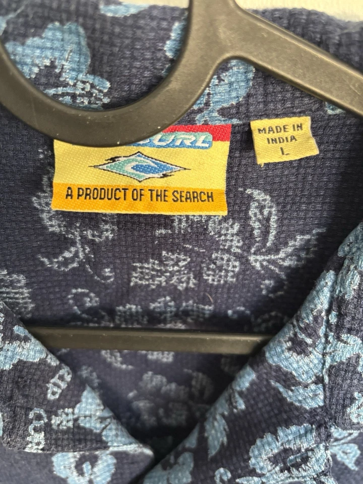 Rip Curl Vintage Surfer Blue Hawaiian Hibiscus Men’s Shirt Large Cotton Y2K - Image 2 of 4