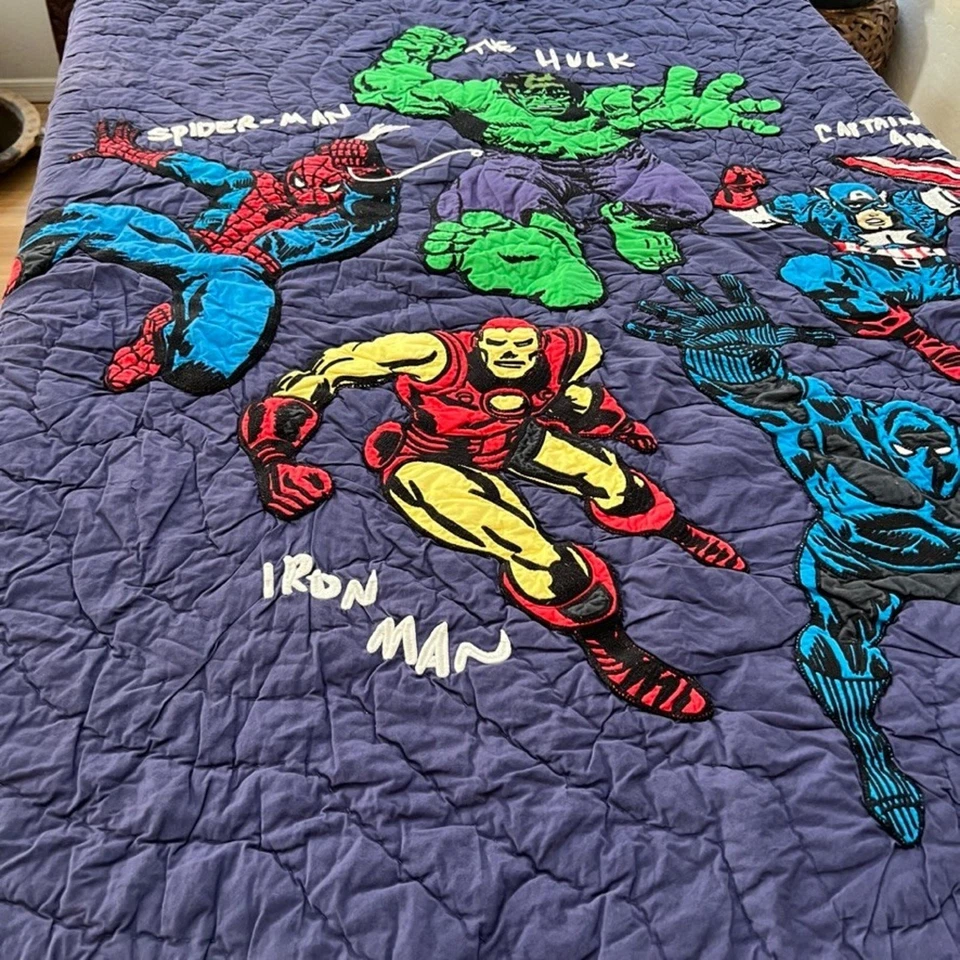 Pottery Barn Kids Quilt Bed & Sham Marvel Comics Super Heroes Full/Queen 86 X 86 - Image 4 of 4