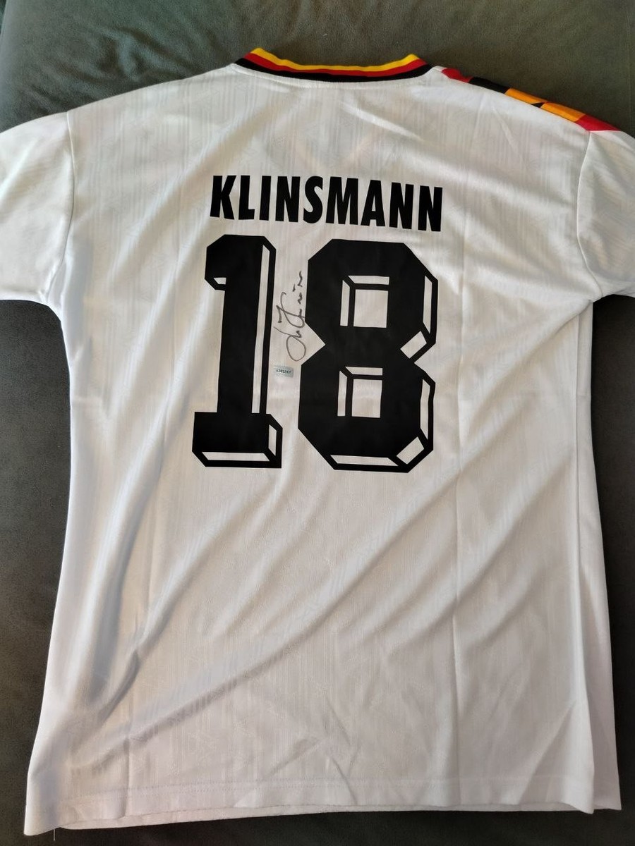 Signed Jurgen Klinsmann Germany 1994 World Cup Home Jersey #18