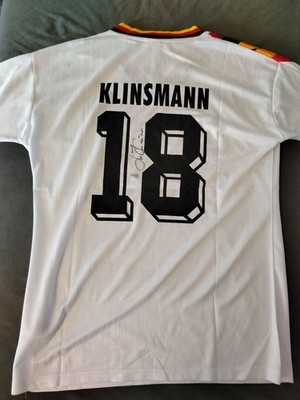 Signed Jurgen Klinsmann Germany 1994 World Cup Home Jersey #18