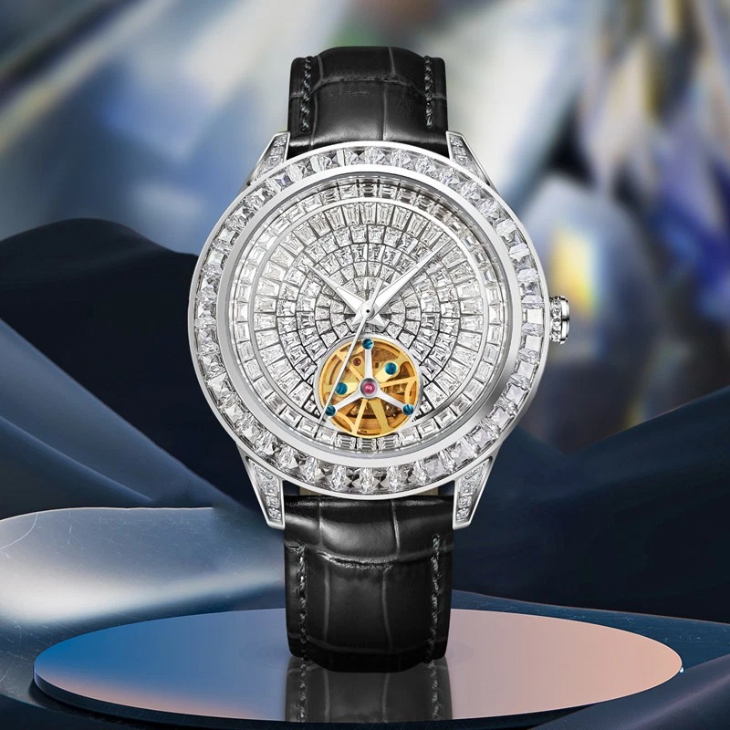 Reloj mecánico de lujo para hombre 2024 de acero con diamantes incrustados a mano - estilo hip-hop Foto 4 de 4