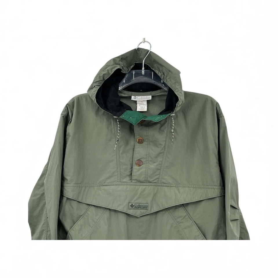 Vtg Columbia Jacket Mens M Green Anorak Pullover Windbreaker Hooded - Image 2 of 4