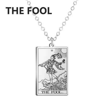 Tarot Card Pendant Necklace for Women Stainless Steel Look Symbolic Style