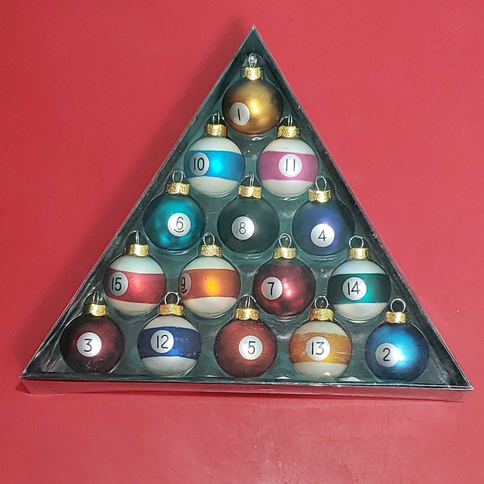 Glass Pool Ball Billiard Ornaments Set of 15 Christmas Tree Mini Balls