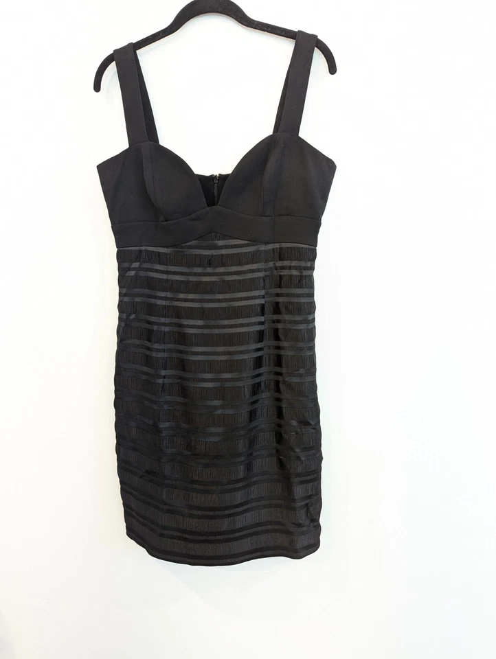 Vestido negro halo para mujer talla 8 negro sin mangas cóctel evento fecha noche funda Foto 2 de 4