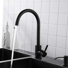 Kitchen/Bar Sink Matte Black Stainless Steel High Arc Faucet Swivel with Hoses