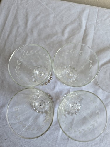 7er Set Vintage Lorbeer (grauer Schliff) Boopie Anchor Hocking Klar Wasserkelch Gläser - Bild 11 von 12