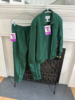 NWT NEW Oleg Cassini Vintage Jogger TrackSuit Womens Small Silk jacket pants