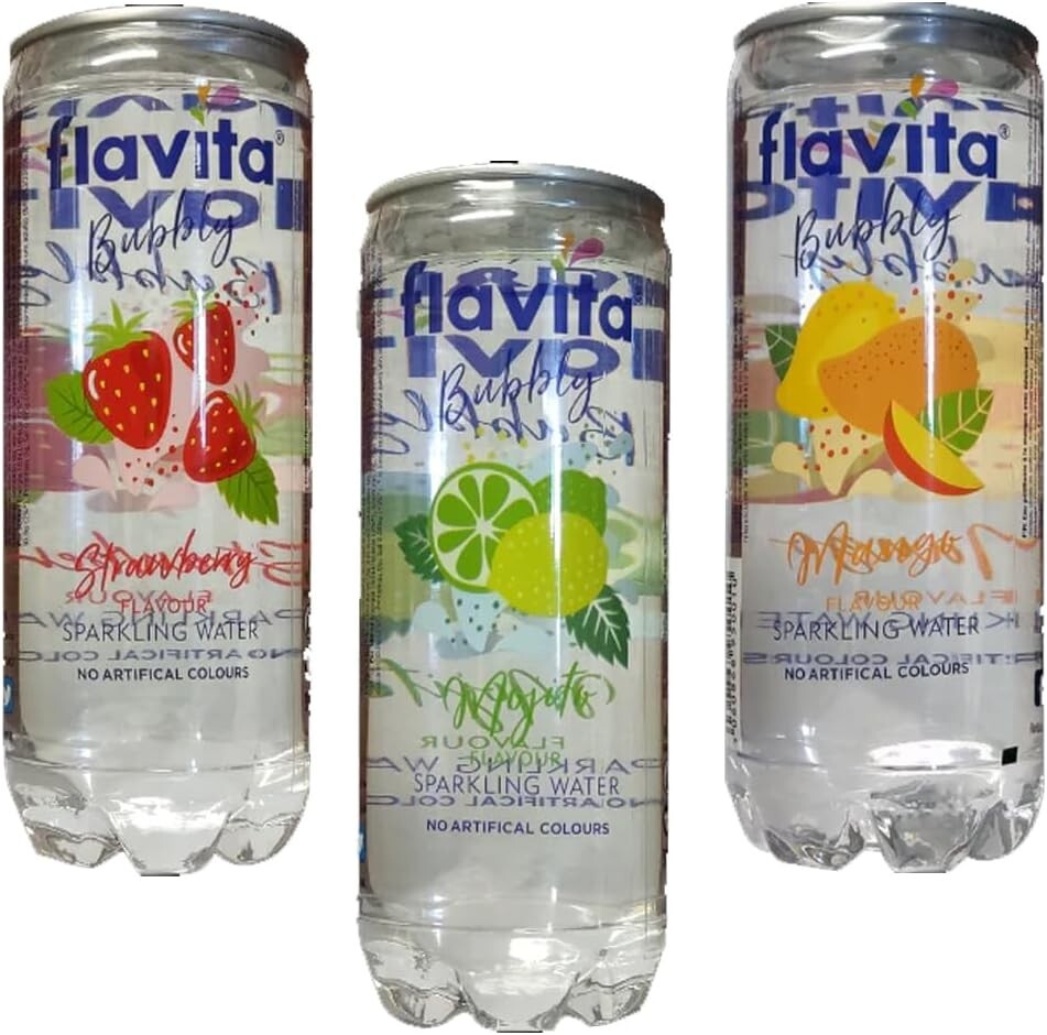 Refresco enlatado Flavita mezclado aleatorio 6-mojito, mango burbujeante y fresa 350 ml