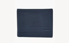 Fossil Lufkin Traveler Traveler Leather Deep Indigo Men's Wallet NEW SML1390405