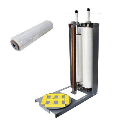 Table Placed 2 Rolls Stretch Film Baler 24'' W w/Slide Knife Shrink Wrap Device