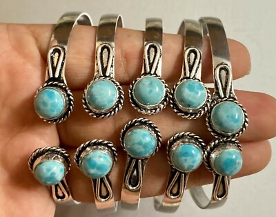 Awesome Larimar Gemstone 925 Sterling Silver Plated 1 PC Unisex Fashion Bangle
