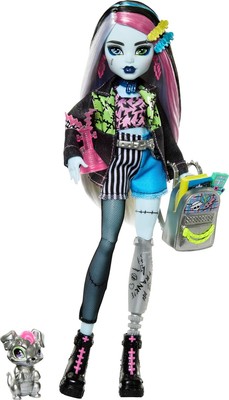 Mattel HXH73 Monster High Frankie Stein Doll in Denim Jacket & Shorts