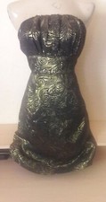 RENEE C LADIES Dress Medium Black Gold metallic Dress Clubbing strapless short
