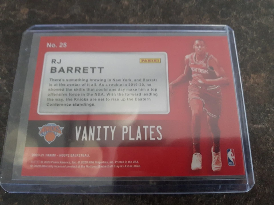 2020-21 Panini NBA Hoops Vanity Plates RJ Barrett Card# 25 - Image 2 of 2