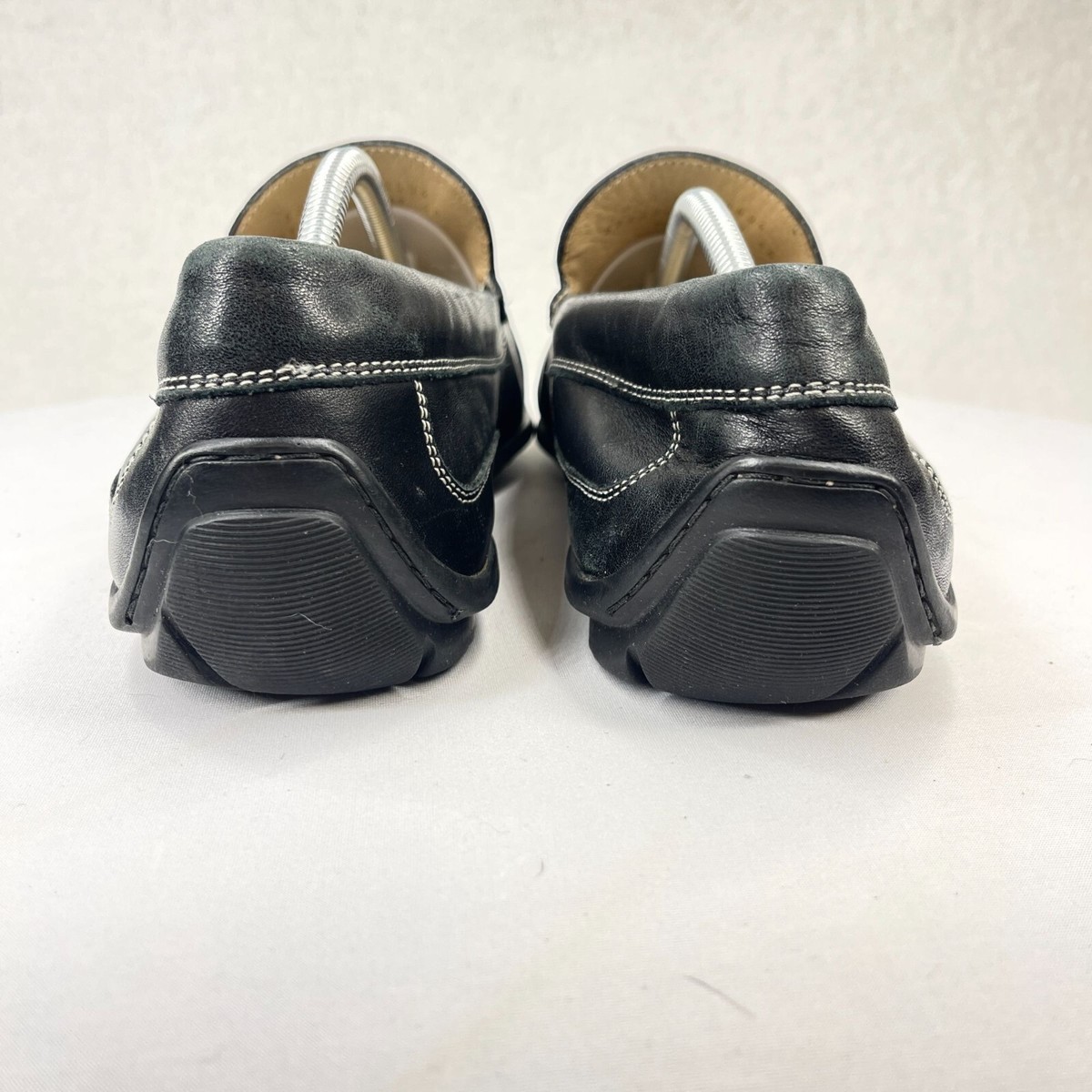 ECCO Mens 45 Black Leather Driving Loafers Flats Extra Width  display picture 2