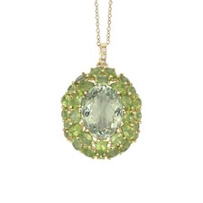 Green Amethyst Real Peridot Pendant Sterling Silver Gold Plated Gemstone Jewelry