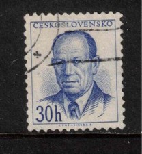 Czechoslovakia 1953-6 SG780 30h President Zapotocky Used Perf 12 x 11.5