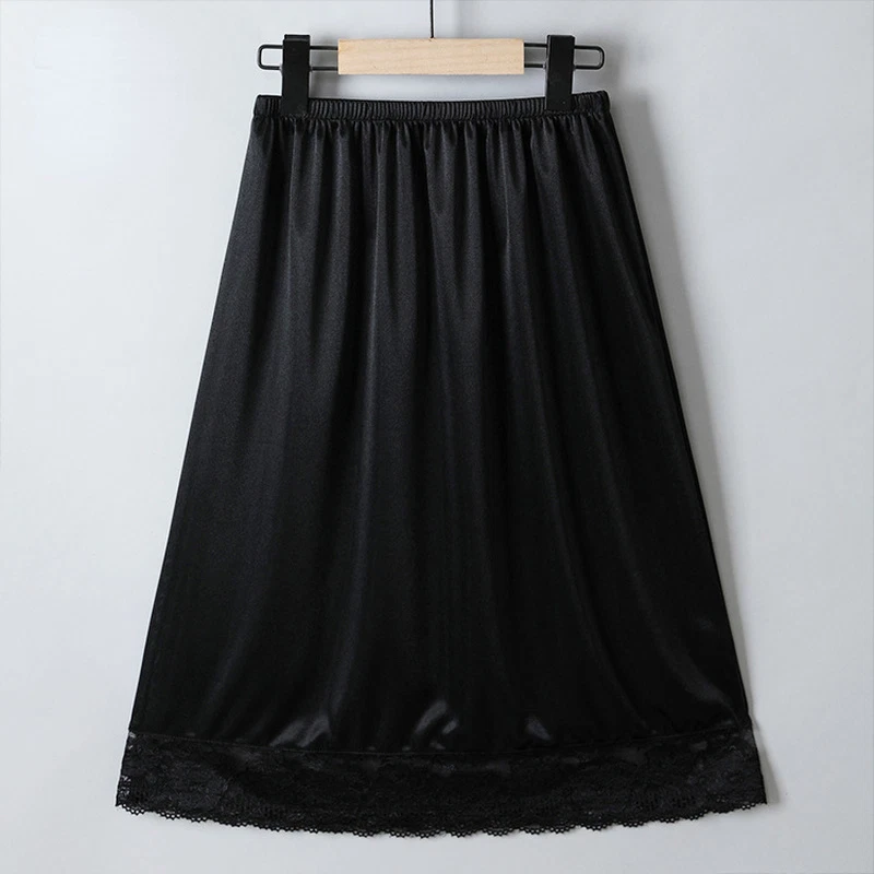 Ladies Lace Satin Faux Silk Skirt Underskirt Petticoat Underdress Summer Fashion - Image 4 of 4