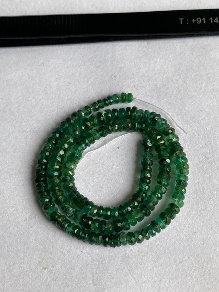 Натуральный замбийский изумруд тонкий 3-5,5 мм граненый круглый бусина прядь подлинный 12 дюймов - Изображение 3 из 4