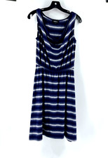 AGB Women's Blue Striped Sleeveless Stretch Knit Cowl Neck Dress Size Small