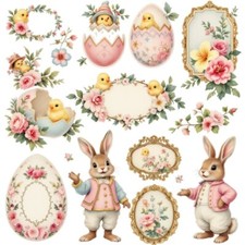 Cardstock Die Cut Embellishments Easter 12 Cut Outs 5.5 Inch