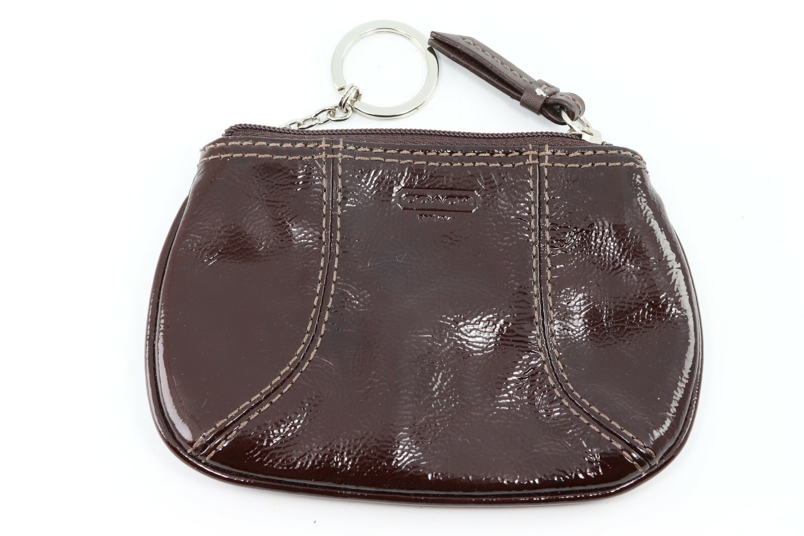 COACH Leather Small Coin Purse Wallet With Keychain Gem