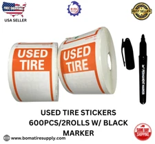 Tire Label -USED TIRE STICKERS SIZE 2.5" X 6" 2 ROLLS OF 300 PCS (600PCS TOTAL)