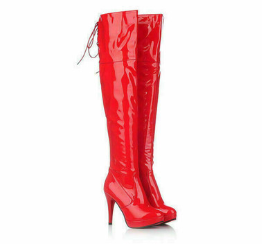 Sexy Damen Plateau Boots Stiefel Lack High Heels Overknee Schuhe Party EU 33-43！