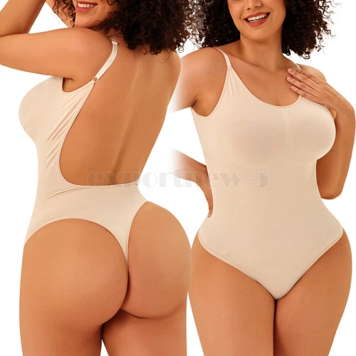 Low Back Bodysuit Women Tummy Control Shapewear Seamless Body Shaper Tank Top UK - Picture 31 of 47