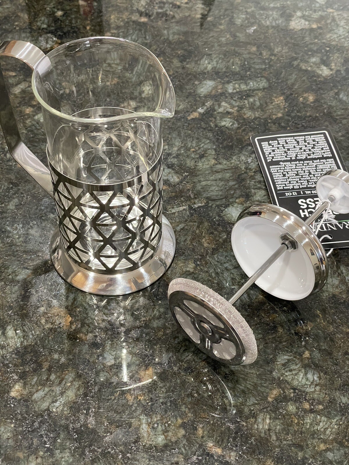 Brandani Italian French Press - 3 Cup Coffee Maker 0.35L, 12oz ** NEW ** SILVER